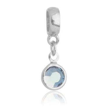Imagem de Berloque Cristal Cinza Banhado a Prata 925 - Work Semijoias