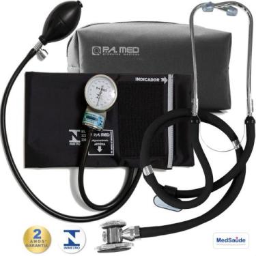 Imagem de Kit Esfigmomanômetro + Estetoscópio Duplo Pamed Preto - P. A. MED