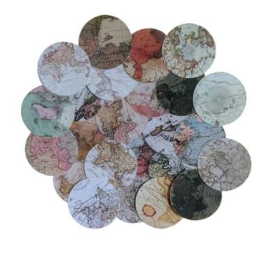 Imagem de Adesivos Decorativos Scrapbook Planner 46 Peças World Mapas - Doce Ter