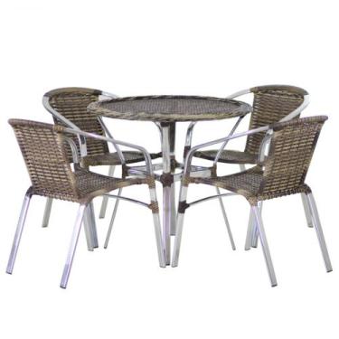 Imagem de Conjunto Cadeiras Floripa e Mesa com Tampo Tramado Área Externa Piscin