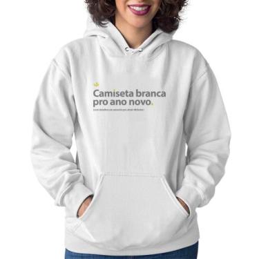 Imagem de Moletom Feminino Camiseta branca de ano novo - Foca na Moda, Branco, P