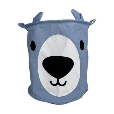 Imagem de Cesto de Roupa Organizador Brinquedos Infantil Urso 50L Azul - Dolce H