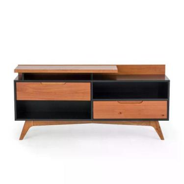 Imagem de Rack Happy com 2 Gavetas e 3 Nichos em Madeira/MDF - Preto/Garapa - Ar