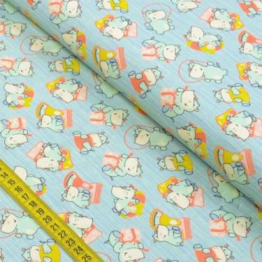 Imagem de Tecido Estampado para Patchwork - Hipopótamo Boy Cor 2333 (0,50x1,40) 