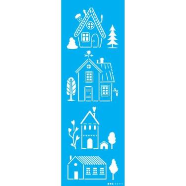 Imagem de Stencil Opa 10 x 30 cm - Casas Desenhadas - 3371 - Opa Criando Arte