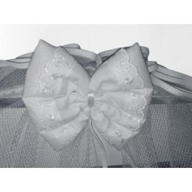 Imagem de Mosquiteiro Berço Americano 1.50 X 1.30 Tule Branco Laço Decorativo - 
