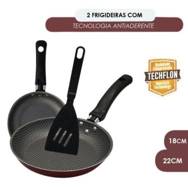 Imagem de Kit 02 Frigideiras Vermelha Panelas Antiaderente + Espátula - Alegrete