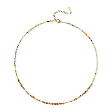 Imagem de Sacina Boho Colar gargantilha colorida com contas, colar hippie, colar de verão, colar de praia, colar Y2k, presente de joias de Natal para mulheres, Aço inoxidável, acrílico, Sem Pedra Preciosa