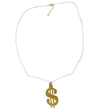 Imagem de NOVELTY GIANT WWW.NOVELTYGIANT.COM Plastic Party 30'' Chain Dollar Sign Necklace Decor Gold Bling