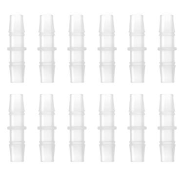 Imagem de 12 peças de encaixe de mangueira de plástico de 3/20.3 cm x 3/20.3 cm, conector de encaixe de tubo de mangueira farpada igual junta de emenda de união para ar gás água linha de combustível líquido