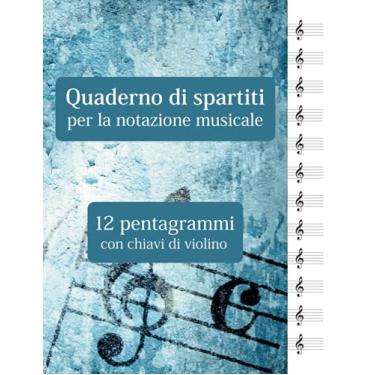 Imagem de Quaderno di spartiti per la notazione musicale - 12 pentagrammi con chiavi di violino