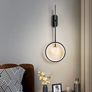 Imagem de Arandela de parede LED moderna giratória 330° alumínio lâmpada de parede interna 32W 63 * 22 * 4 cm Luz de parede acrílica dourada + luminária de parede preta com 2 luzes para quarto, sala de estar,