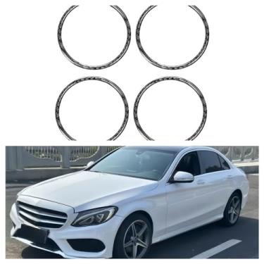Imagem de IKUESM compatível com Mercedes Benz C GLC Classe W205 X253 2015-2022 Fibra de carbono porta interna áudio alto-falante anel alto-falante guarnição adesivo acessórios para carro