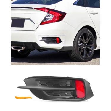 Imagem de JUQAFY Refletor de Para-Choque Traseiro e Tampa Da Grade, Lente Da Moldura Traseira, Somente Adequada para Honda Civic Lx/Ex/Touring Sedan 2016 2017 2018 2019 2020 2021, Lado Direito Do Passageiro