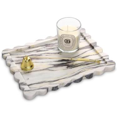 Imagem de Bandeja decorativa retangular de mármore com borda recortada, bandeja de banheiro de pedra italiana natural de luxo, bandeja de pia de café com tampa de cômoda, bandeja de anel de bugiganga para chave