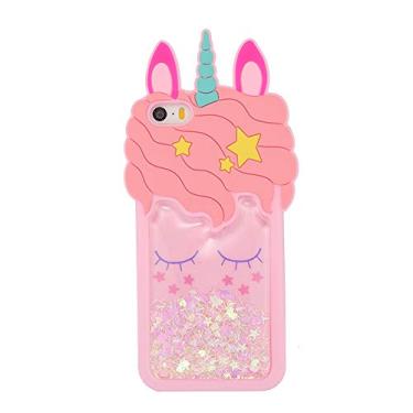 Imagem de Capa para iPod Touch 5, capa para iPod Touch 6, iFunny fofo desenho 3D animal unicórnio cavalo à prova de choque e capa protetora de borracha macia para Apple iPod Touch 6ª/5ª geração, Quicksand Unicorn