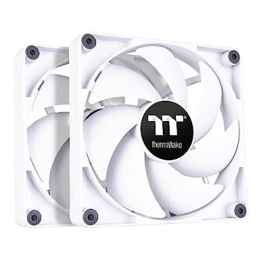 Imagem de Thermaltake Ventoinha de resfriamento CT140 PC branca (pacote com 2 ventiladores), design de corrente em cascata, velocidades de até 1500 RPM, ventilador de rolamento hidráulico de 140 mm, montagem