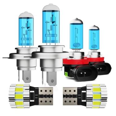 Imagem de ZPXGIZT Lâmpadas adequadas para Honda Fit 2009-2019, conjunto de lâmpadas de farol de halogêneo de alto desempenho e luzes de matrícula, 9003 H11 Faróis de neblina de farol alto e baixo, luz branca