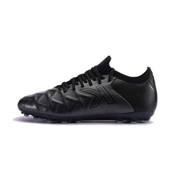Imagem de KELME Chuteiras de futebol de couro de bezerro masculinas e femininas - Sapatos de futebol unissex para ambientes externos/internos tamanhos adultos - Grama artificial AG, Preto, 39