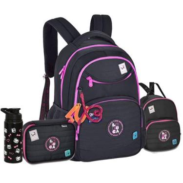 Imagem de Kit Mochila Youtube Luluca lancheira estojo Envio imediato, Preto