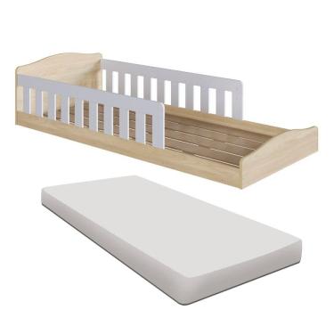 Imagem de Cama Com Colchão Solteiro Montessoriana Infantil Proteção Lateral Encanto Completa Móveis