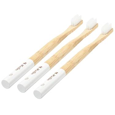 Imagem de Y-Kelin Escova de dentes ortodôntica de bambu em forma de V, escova de dentes de bambu ecológica (3 peças) Escova de dentes de cerdas macias (branca macia)
