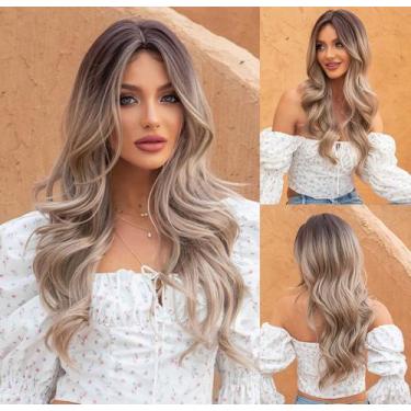 Imagem de Peruca Ondulada Ombre mel Fibra premium 70cm  - Gm Hair