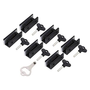 Imagem de Fechaduras de janela QANYEGN, fechaduras de segurança com chaves, conjunto de fechadura deslizante horizontal vertical de liga de alumínio para janela de porta de vidro