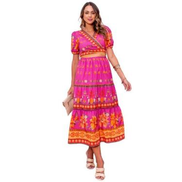 Imagem de Vestido estampado com decote transpassado estampado cut out 160 - Sml 