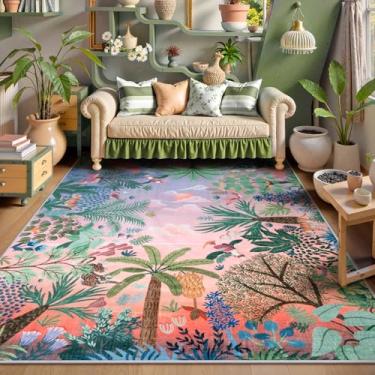 Imagem de LIVEBOX Tapetes de selva 12 x 18 cm para quarto de meninas, tapete de lavanda macio para quarto de bebê, tapete antiderrapante para quarto de meninas, lavável na máquina, roxo moderno para sala de