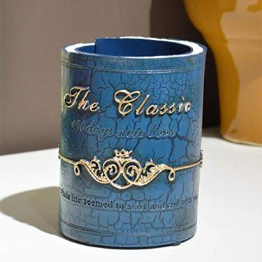 Imagem de Porta-lápis em formato de livro estilo retrô, personalidade, decoração de escritório e casa, pote de resina para caneta, organizador criativo de pincéis de maquiagem com tapete antiderrapante, melhor