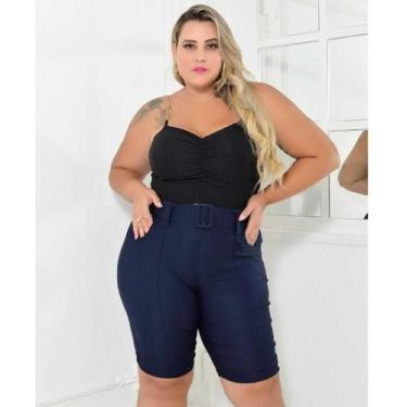 Imagem de Bermuda Feminina Bengaline Plus Size Lycra 42 Ao 52 Com Botões - BC Gi