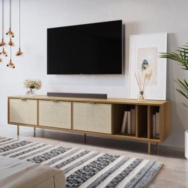 Imagem de Rack Para TV até 60 Polegadas 3 Gavetas Madeira Maciça Palhinha Yescas