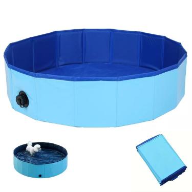 Imagem de Piscina para Cachorro Gato Cao Pet Animais de Estimaçao Bebe Criança Dobravel Sol Verao Calor
