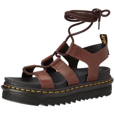 Imagem de Dr. Martens Sandália feminina Nartilla, Nova ilusão oleosa marrom escuro, 34