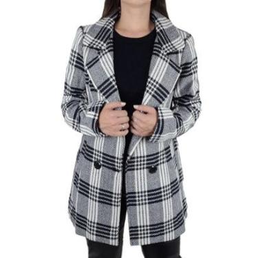 Imagem de Casaco Feminino Facinelly By Mooncity Xadrez Branco - 610271-Feminino