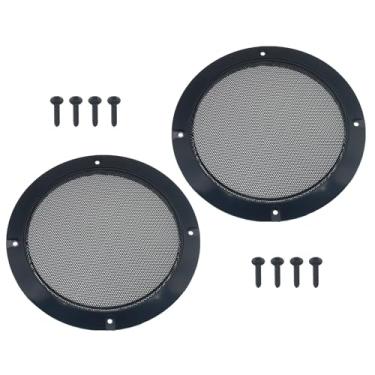 Imagem de GWYAN 2 peças de 16,5 cm de plástico preto para subwoofer decorativa rede de proteção Woofer grade protetora capa protetora para instalação de alto-falante de carro e áudio doméstico