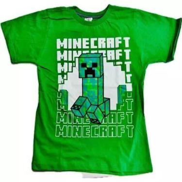 Imagem de Camiseta camisa blusa infantil Minecraft menino personagem jogo 100% a