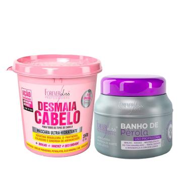 Imagem de Kit Máscara Desmaia Cabelo e Banho De Pérola Forever Liss