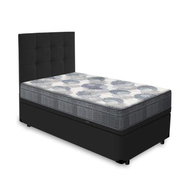 Imagem de Box Baú + Cabeceira Cassis e Colchão Solteiro - Ortobom - iso SuperPocket - 88x188x67cm Preto