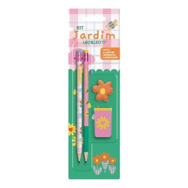 Imagem de Kit Com 2 Lápis Hb Apontador Borracha Leo E Leo Jardim