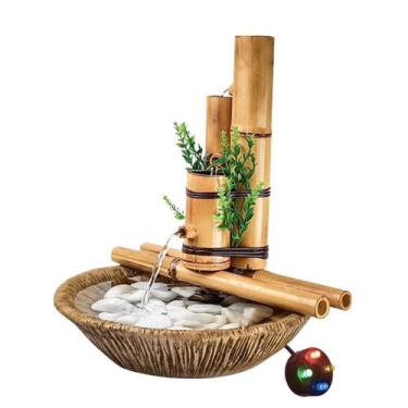 Imagem de Fonte De Mesa Agua Cascata Bambu 3 Quedas Decorativa 35cm - NoBrand, C