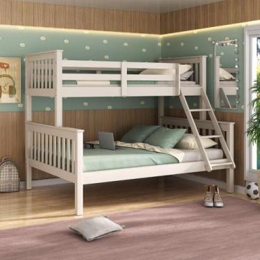 Imagem de Beliche Solteiro / Casal em Madeira Maciça Moderno Off White - Empório