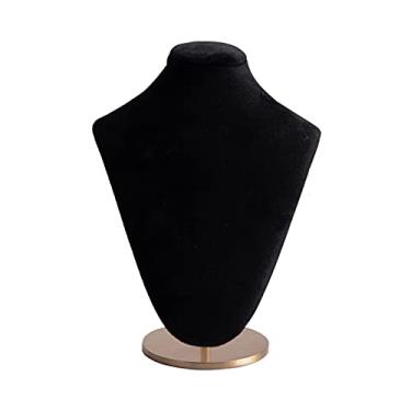 Imagem de Torres de joias colar de veludo corrente suporte de exibição de busto de joias, colares de exibição de colar manequim, suporte de busto de joias destacável com base de metal caixas de joias (cor: C