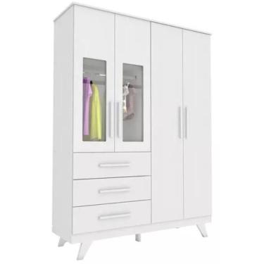 Imagem de Guarda Roupa Infantil  Retrô Peroba 4 Portas 100% Mdf Branco
