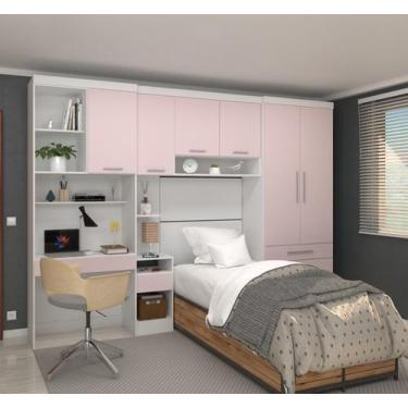 Imagem de Guarda Roupa Dormitório Modulado Alpes Solteiro Bancada de Estudo - Ro