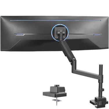 Imagem de VIVO Braço de monitor ultra amplo para serviço pesado com mastro, telas de 57 polegadas de até 27 kg, suporte de mesa para TV e monitor projetado para Samsung Odyssey Ark, Neo G9, ViewFinity S9 e mais