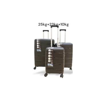 Imagem de Kit Malas de Viagem para 25Kg+23Kg+10Kg Polipropileno Central (PRETO)