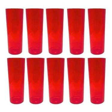 Imagem de Copo Long Drink Cristal Vermelho 10 unidades - Studio Das Festas
