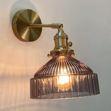 Imagem de Luminária de parede de cabeceira estilo nórdico, estilo latão, com base simples, estilo macaron, para sala de estar, bar, cozinha, corredor, estudo, sala de jantar (cinza)